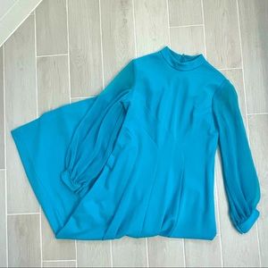 VINTAGE Blue Retro Maxi Dress